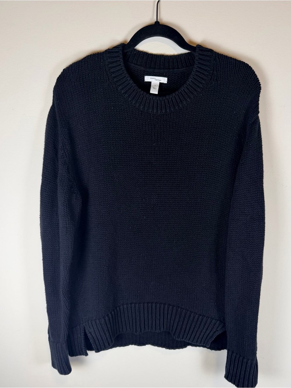 Daily Ritual 100% Cotton Black Crewneck Knit Sweater - Women's Size M
